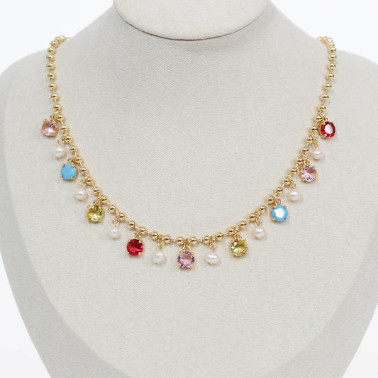 Necklace with colorful beads on a mannequin