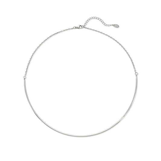 Curved Bar Necklace silver on white background