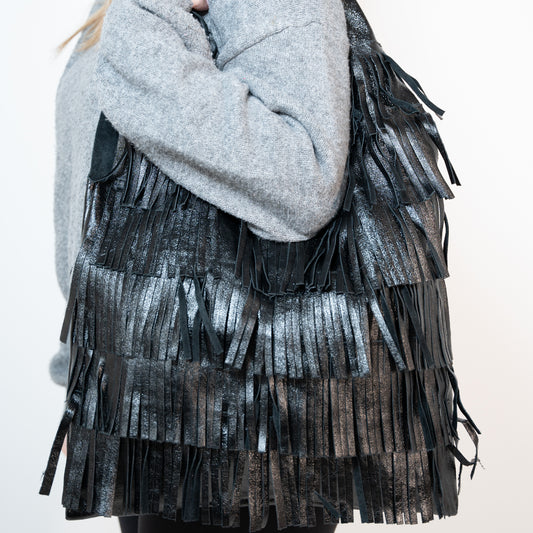 Leather Fringe Tote Bag