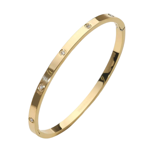 Hinged Pave Bangle gold on white background