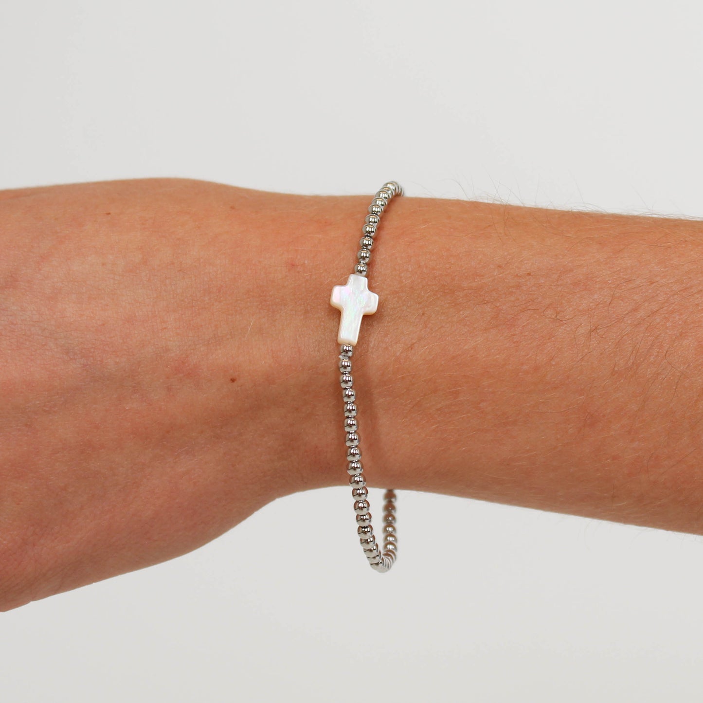 Beaded Cross Stretch Bracelet