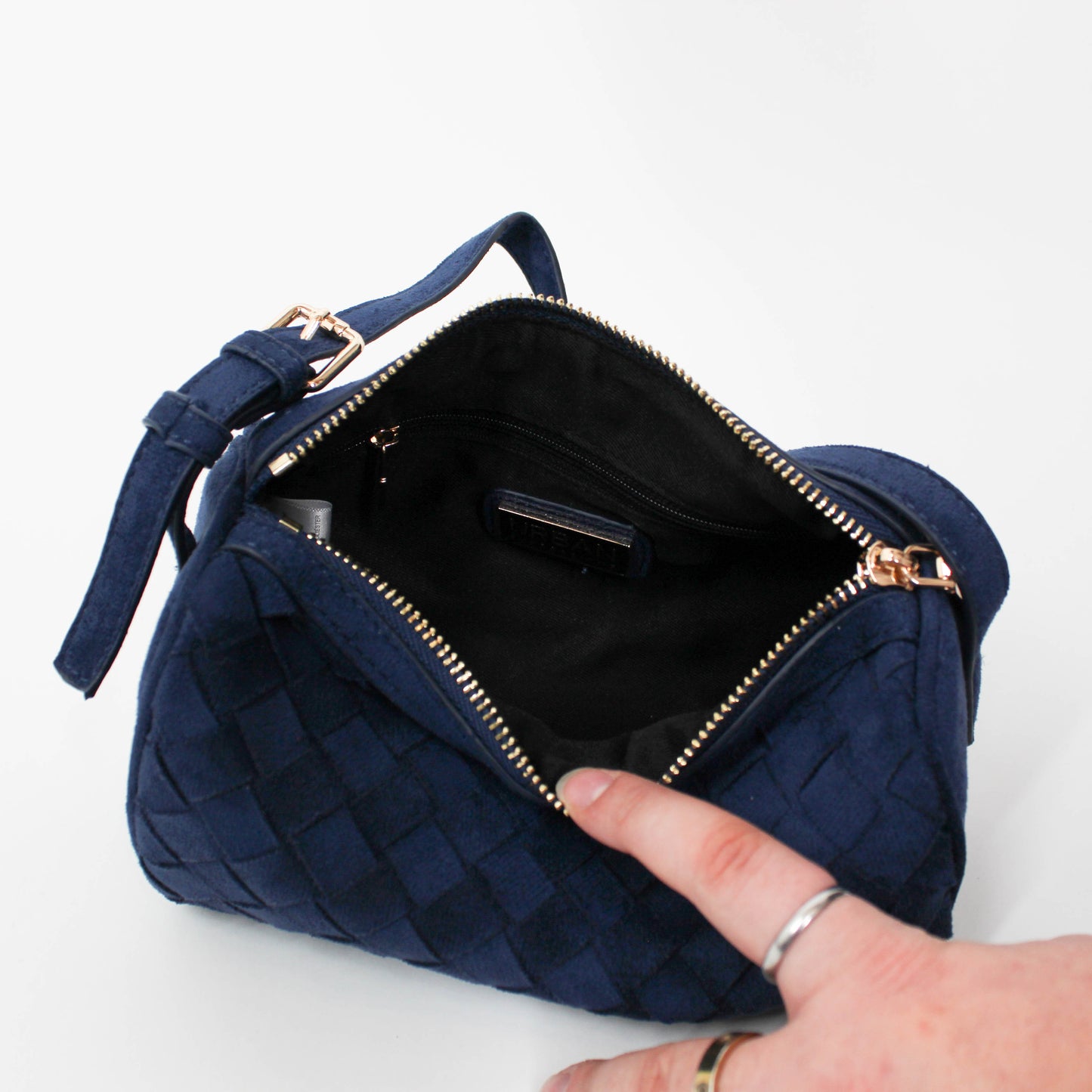 Interior of Woven Mini Shoulder Bag