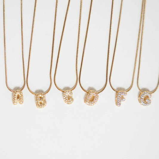 rhinestone letter necklace