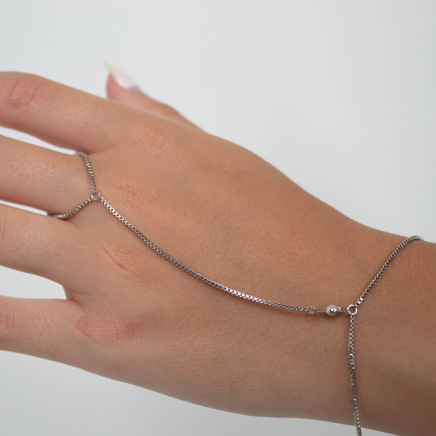 silver pearl hand chains