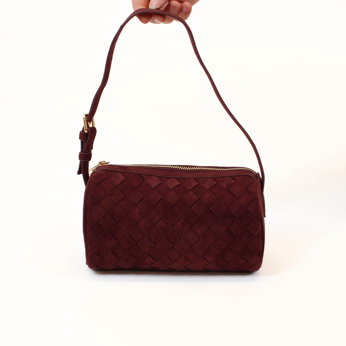 Red Woven Mini Shoulder Bag.