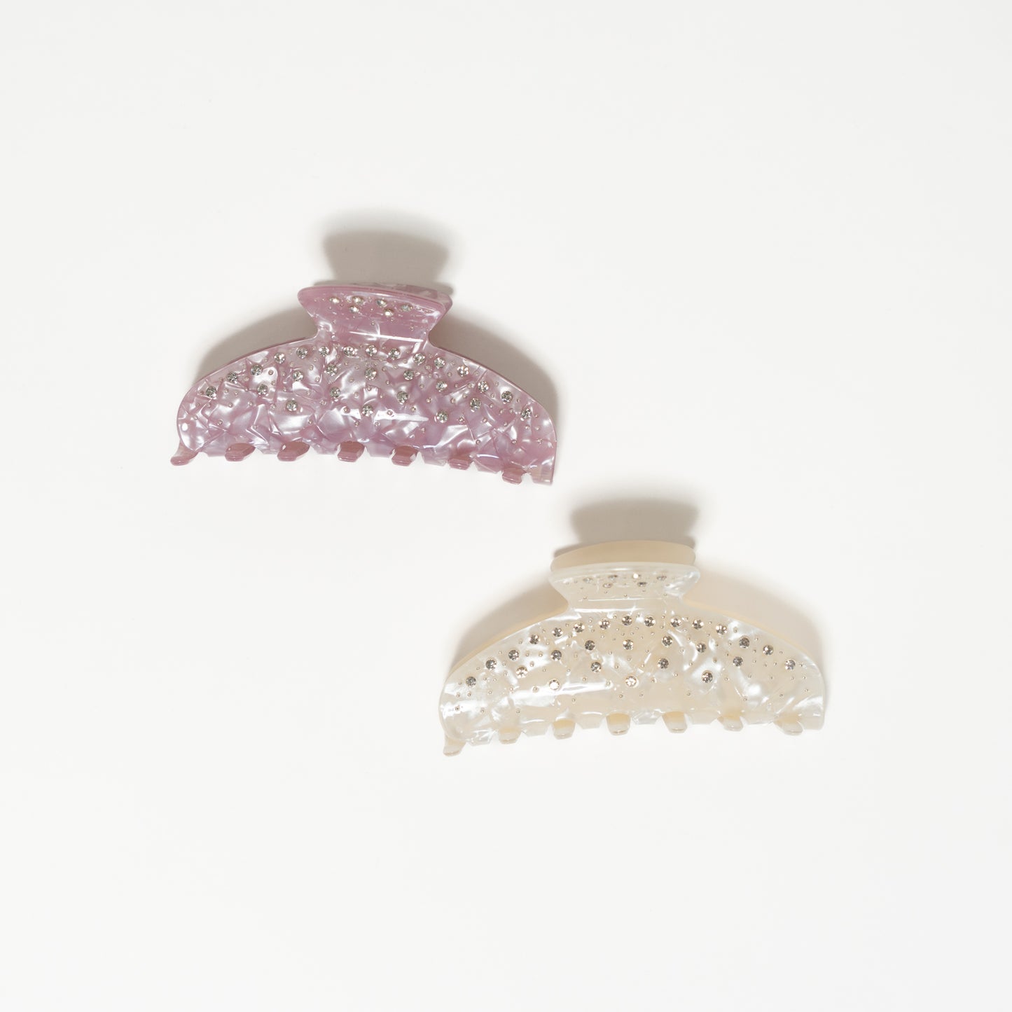 Rhinestone Claw Clip pink cream metallic crushed