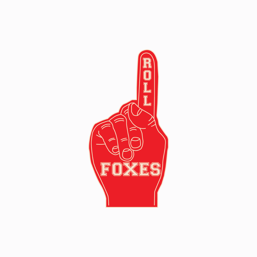 Roll foxes foam finger sticker