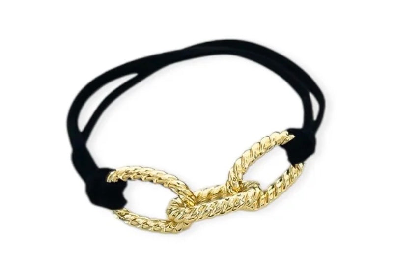 Rope Textured Paperclip Hair Tie black on white background