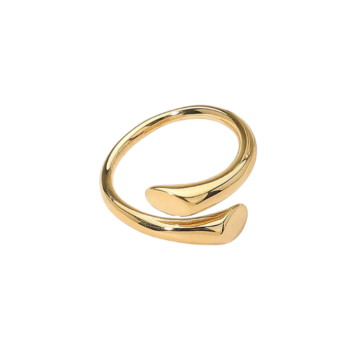 Sculptural Open Wrap Ring gold on white background