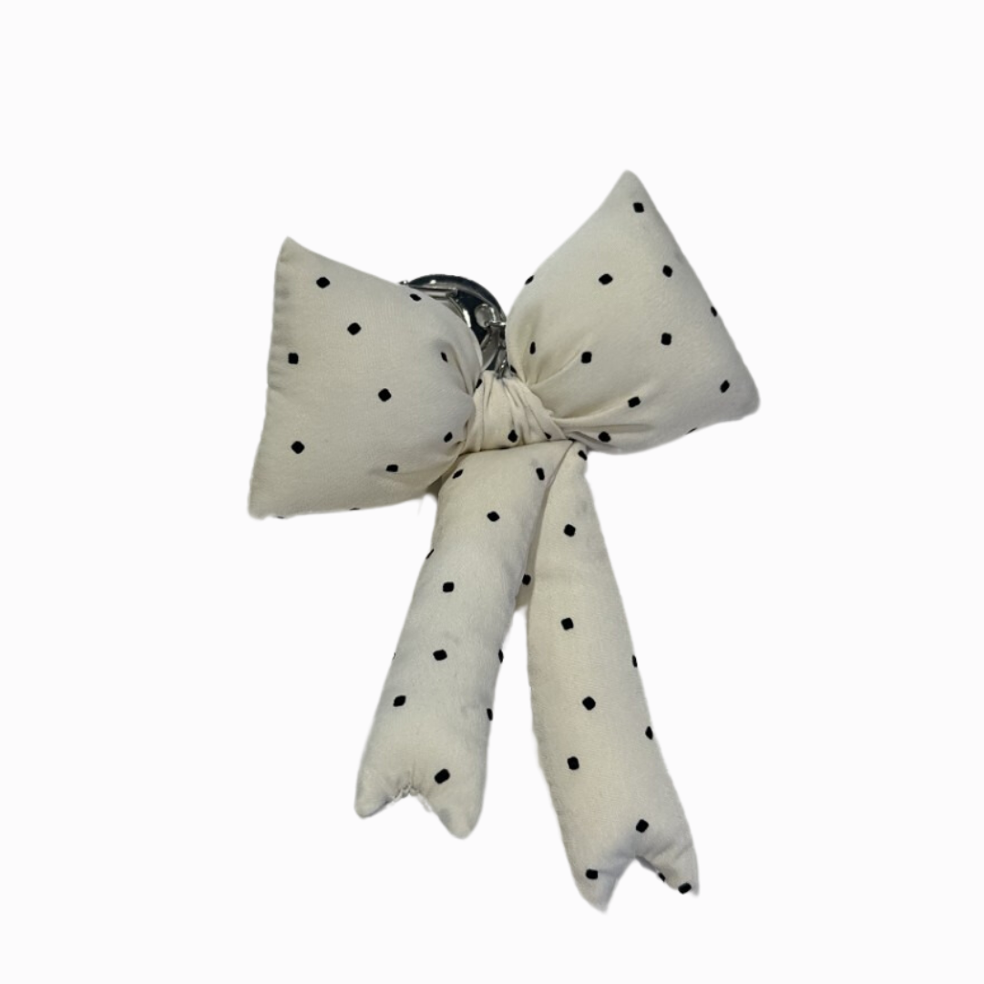 white bow polka dot keychain