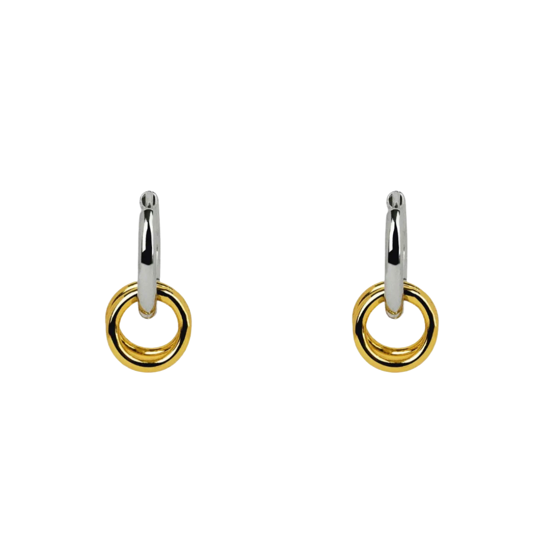 Two Tone Link Hoop Earrings