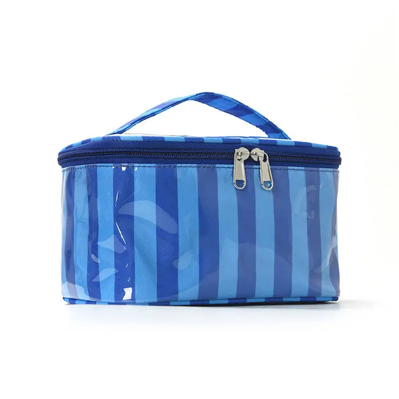 Color Block Striped Large Capacity Makeup Bag