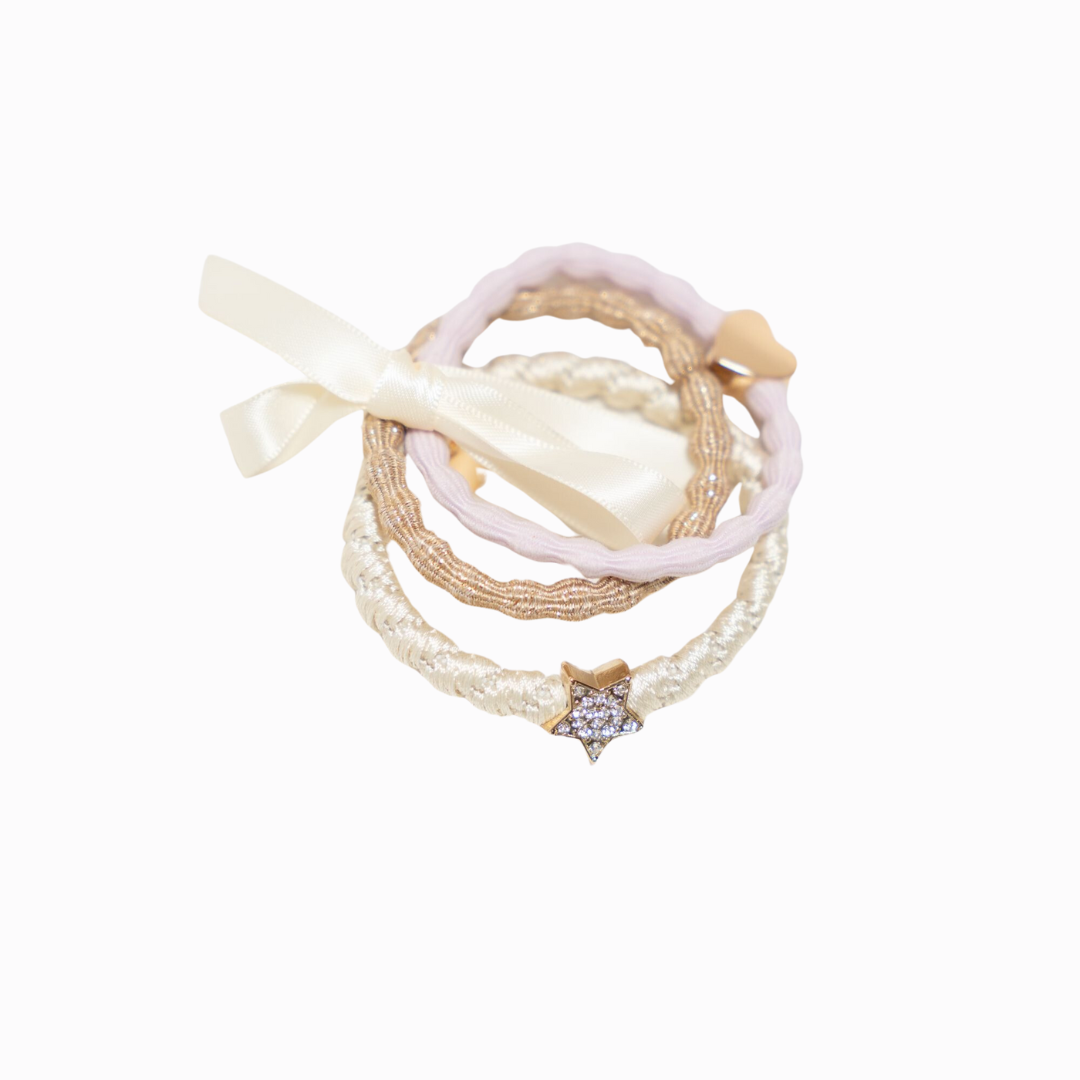 cream charm hair tie