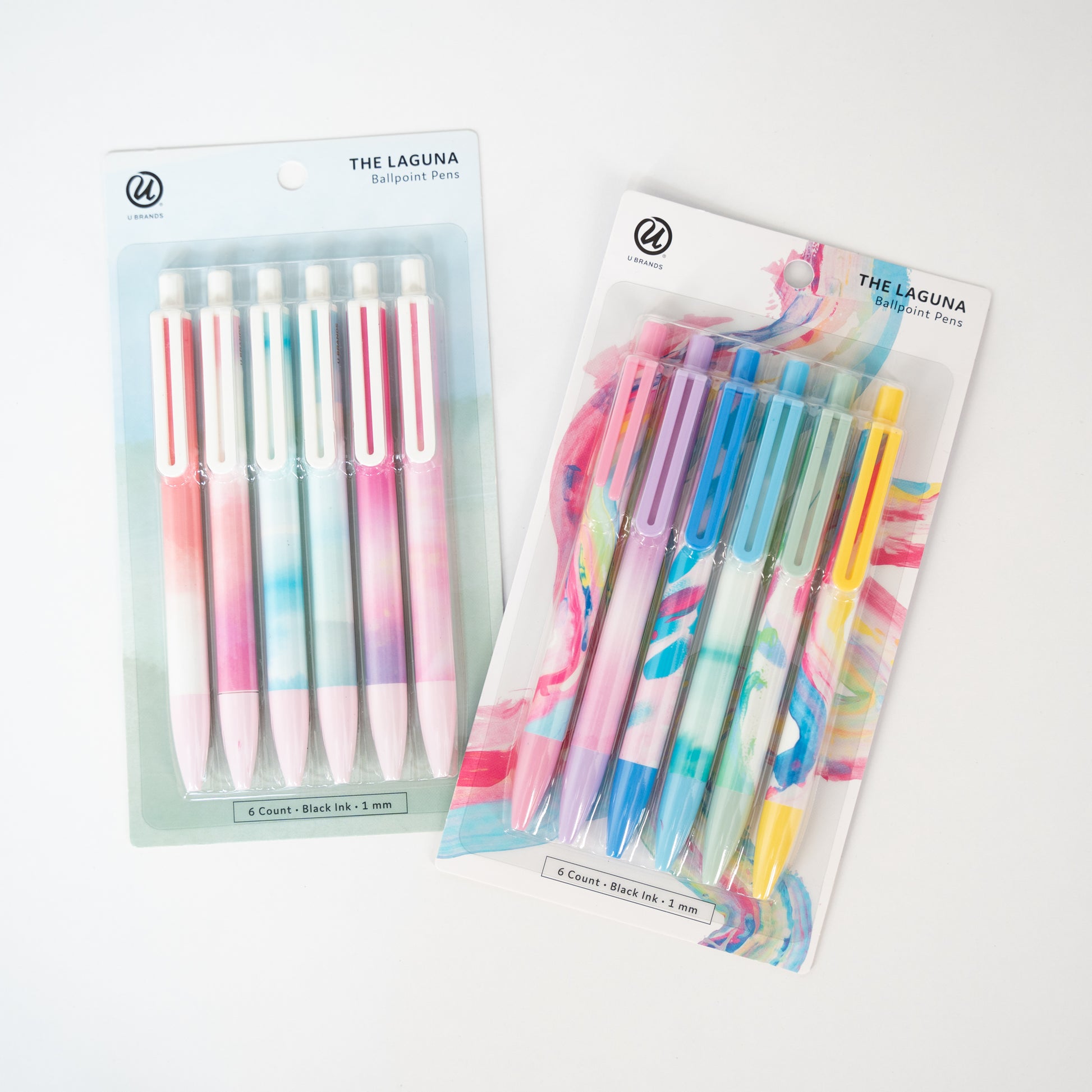 black pens, white, multicolored
