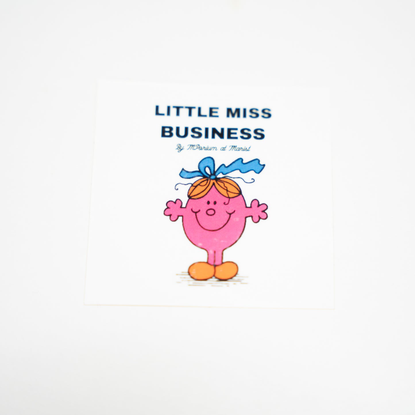 little miss, business major, sticker