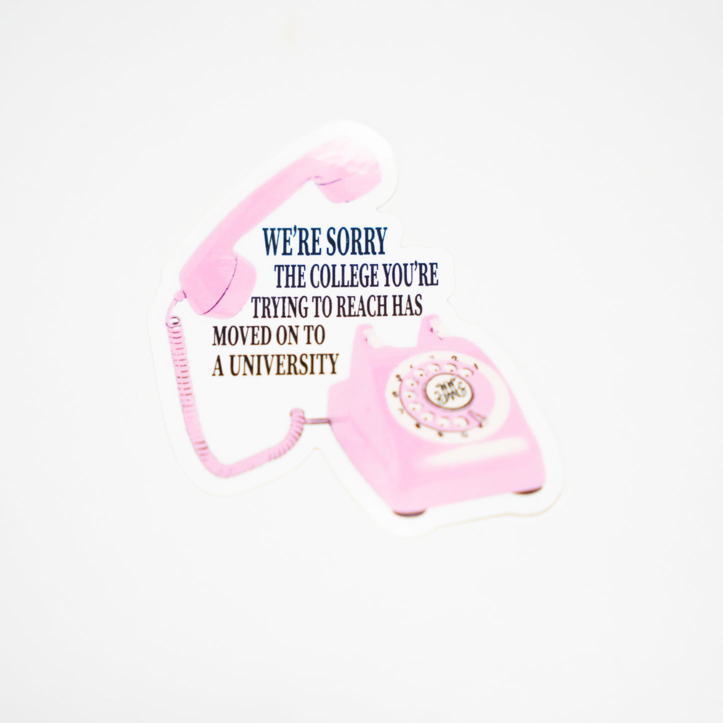 university sticker, phone sticker, pink