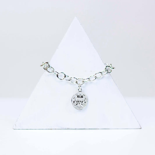 Script M Disc Charm Bracelet