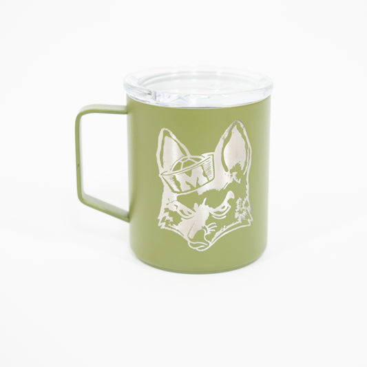 mug, green, angry fox