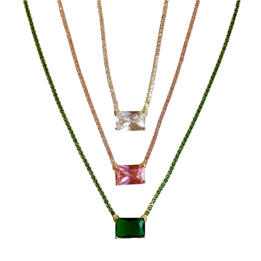 crystal square pendant necklace