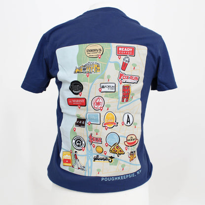 back of blue 845 shirt