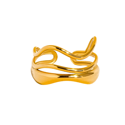 Abstract Layered Ring gold on white background