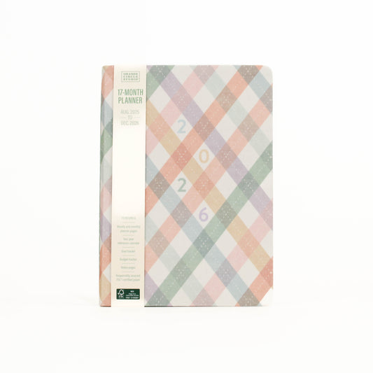 Planner with pastel checkered design 