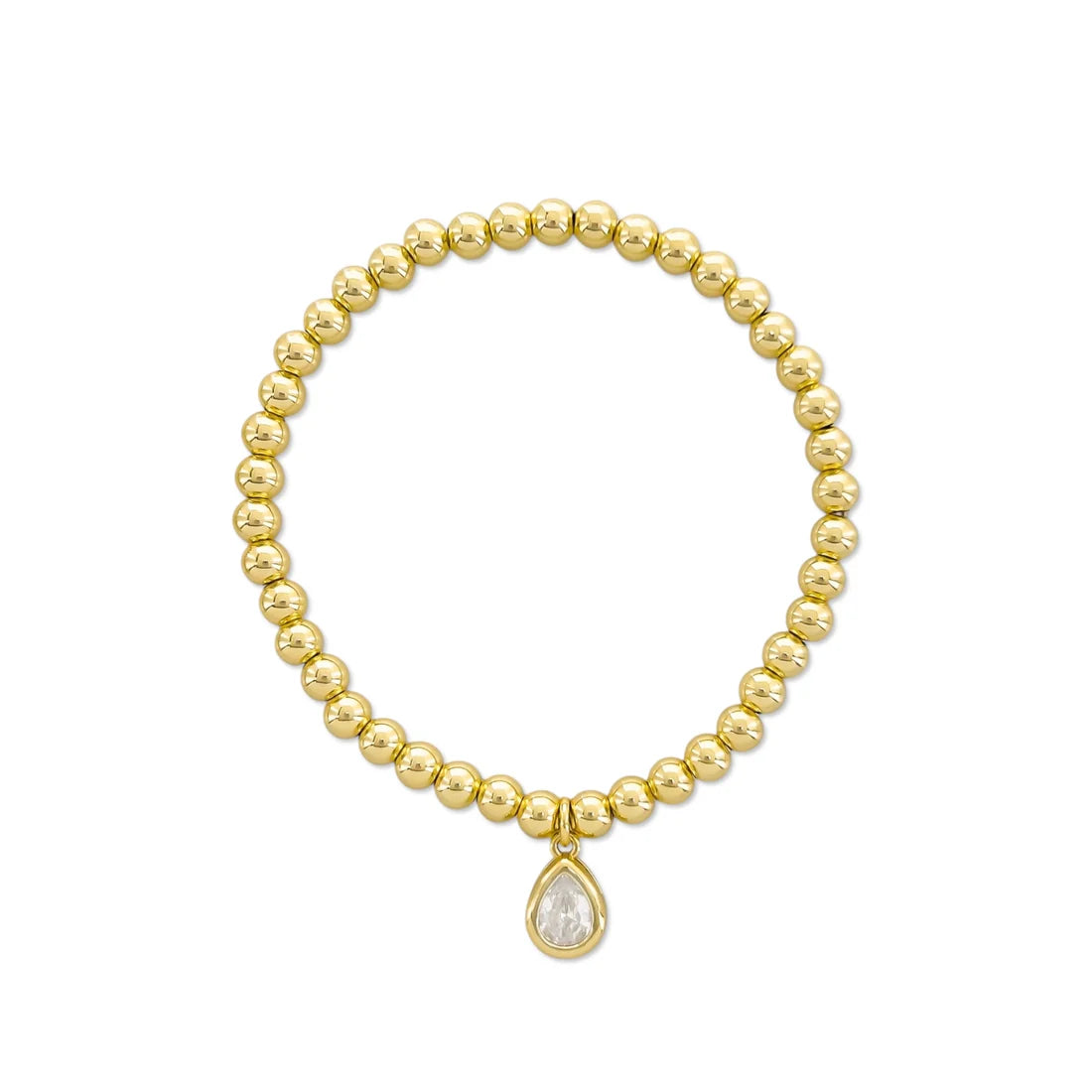 Beaded Stretch Charm Bracelet gold on white background