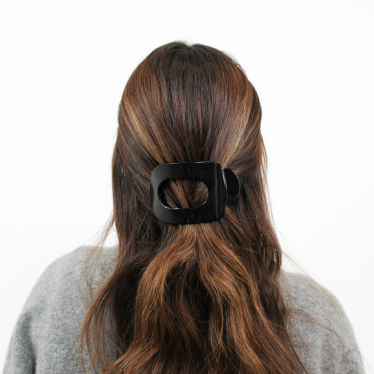 Black Round Flat Hair Clip