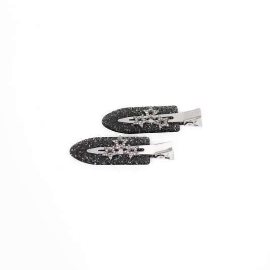 Black Sparkle Creaseless Hair Clips