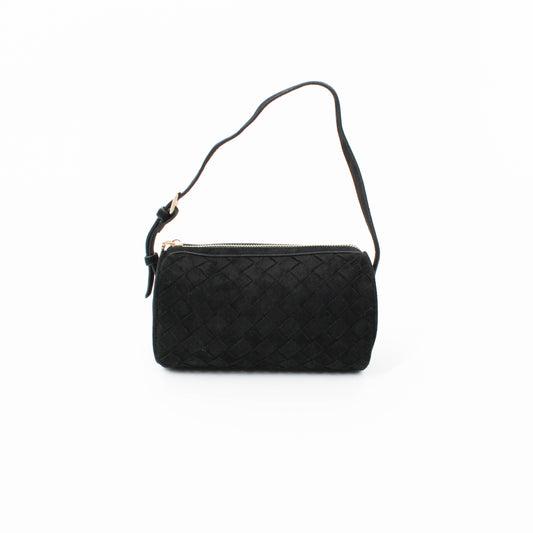 Black Woven Mini Shoulder Bag