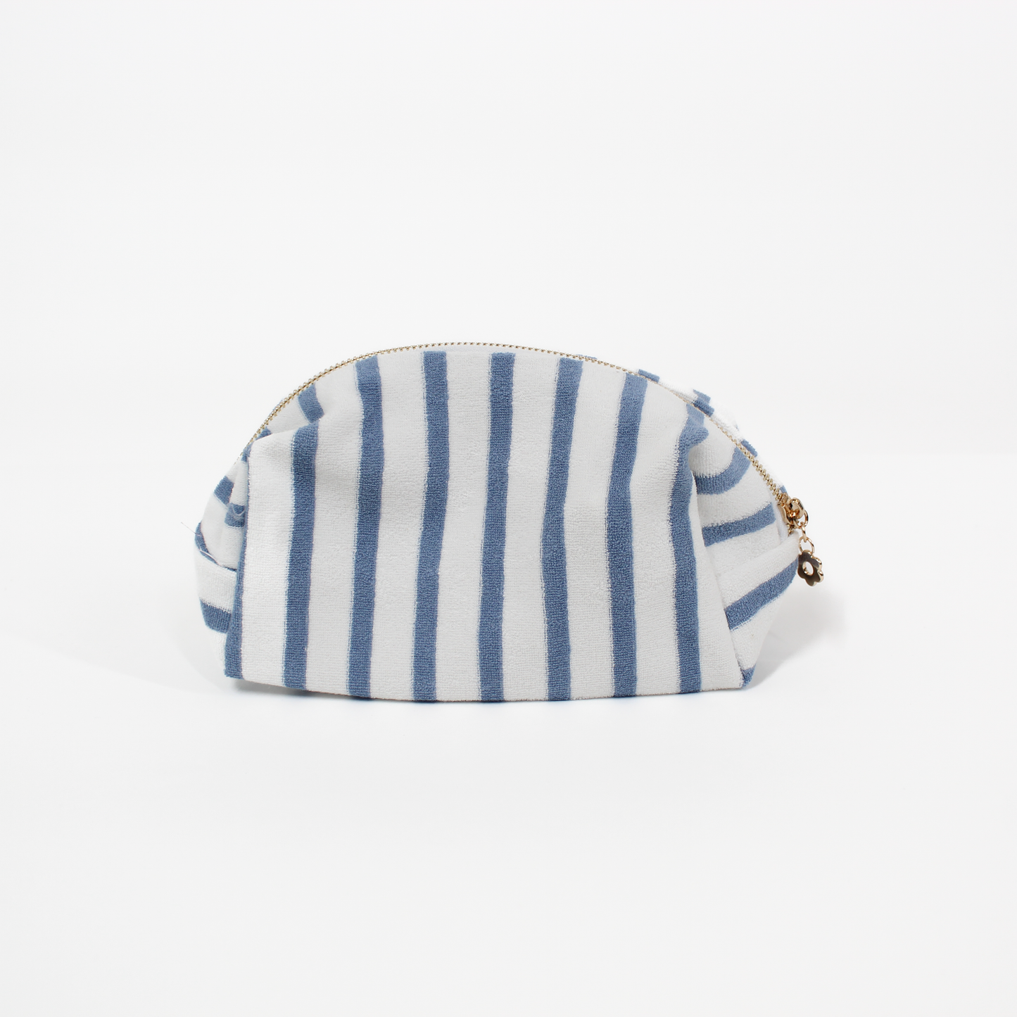 Blue Terry Cloth Striped Cosmetic Case