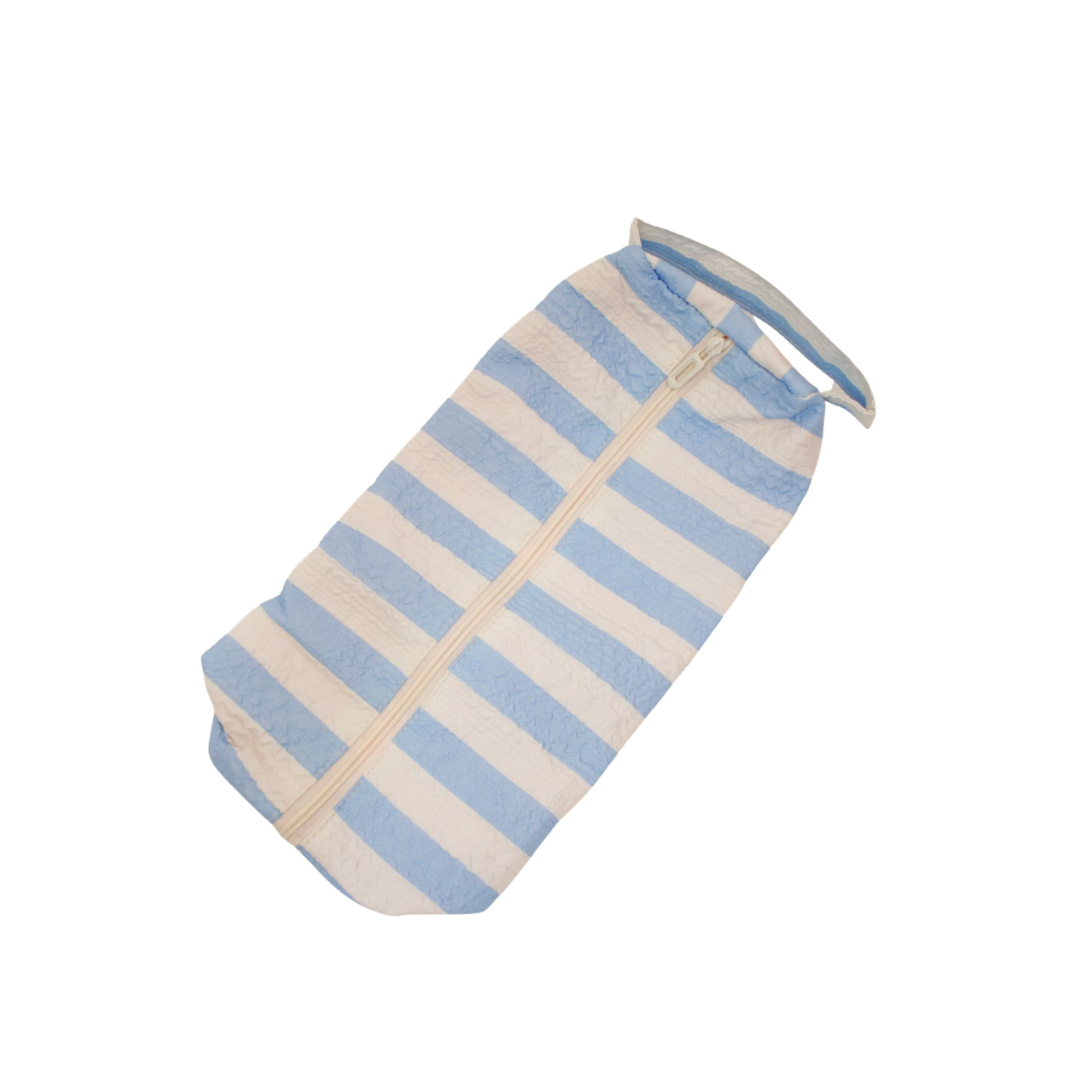 Blue White Striped Hair Tool Pouch