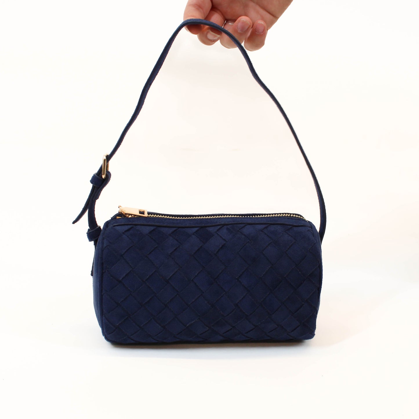 Blue Woven Mini Shoulder Bag.