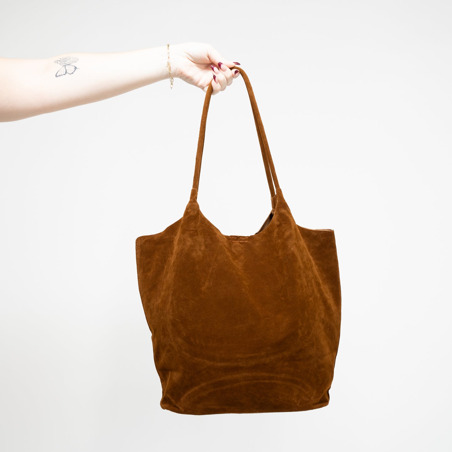 Brown suede tote bag