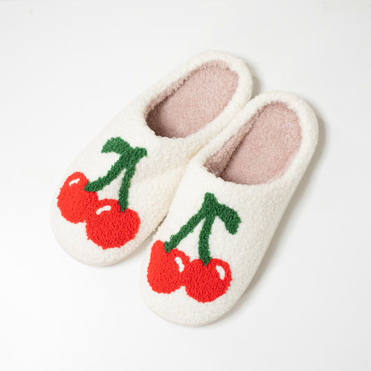 Cherry Slippers fuzzy house dorm apartment 