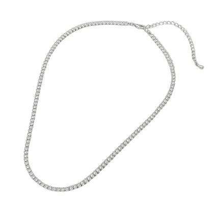Crystal Tennis Chain Necklace silver on white background