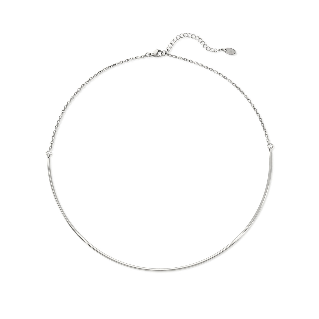 Curved Bar Necklace silver on white background
