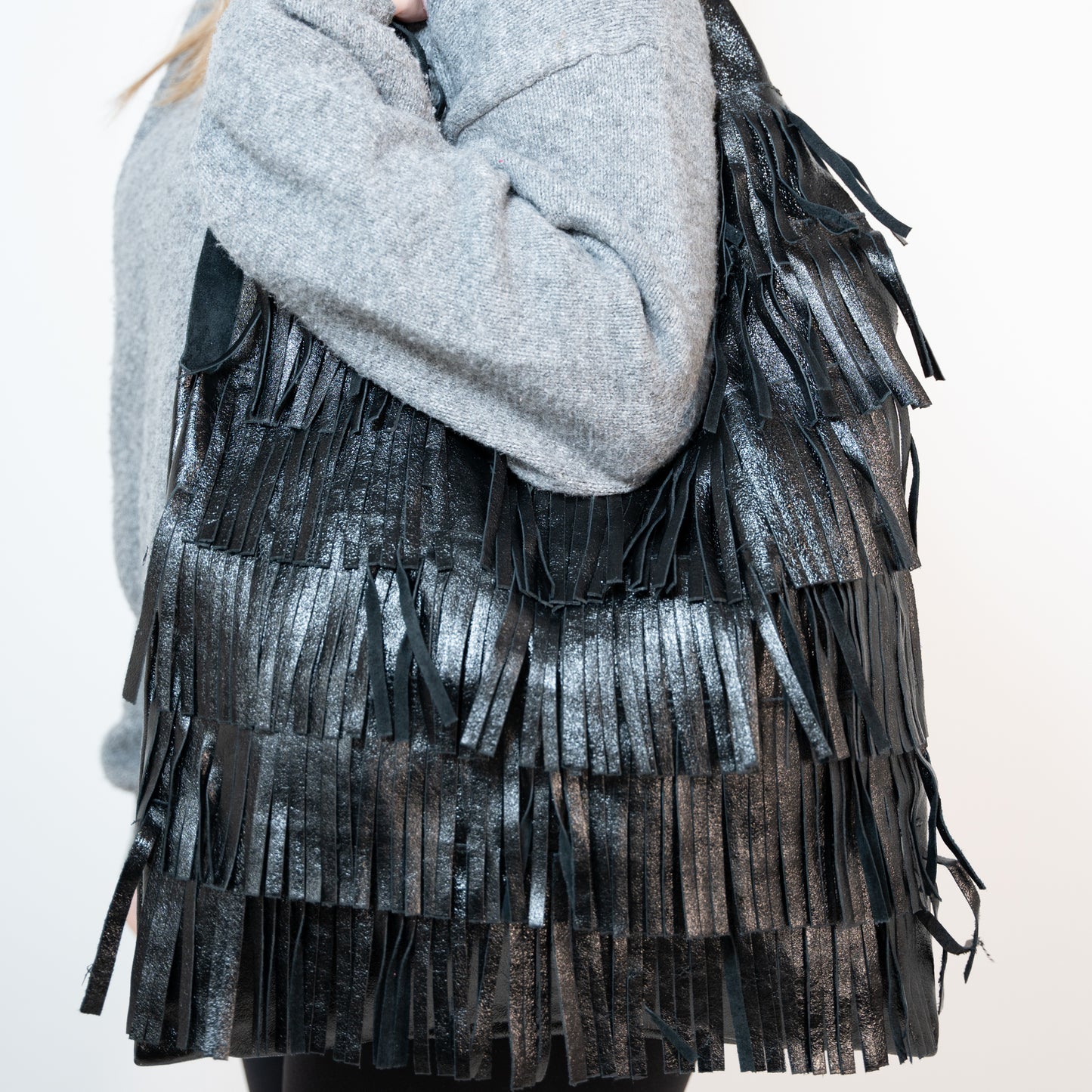 Real Leather Fringe Tote Bag