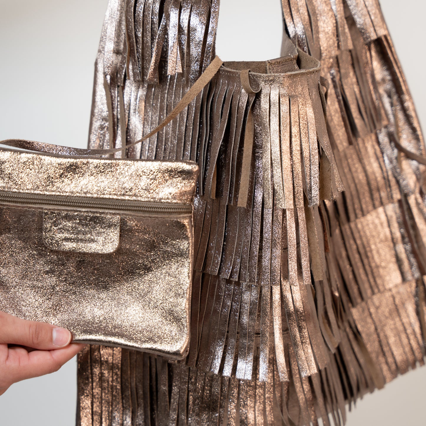 Real Leather Fringe Tote Bag