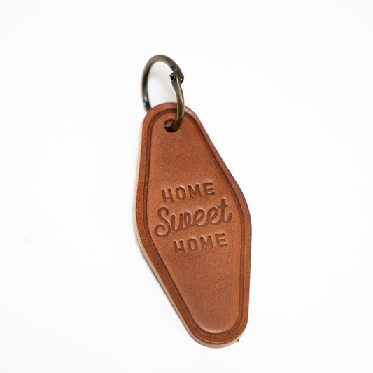 home sweet home leather keychain