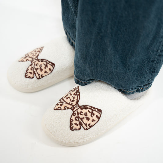 cheetah bow slippers