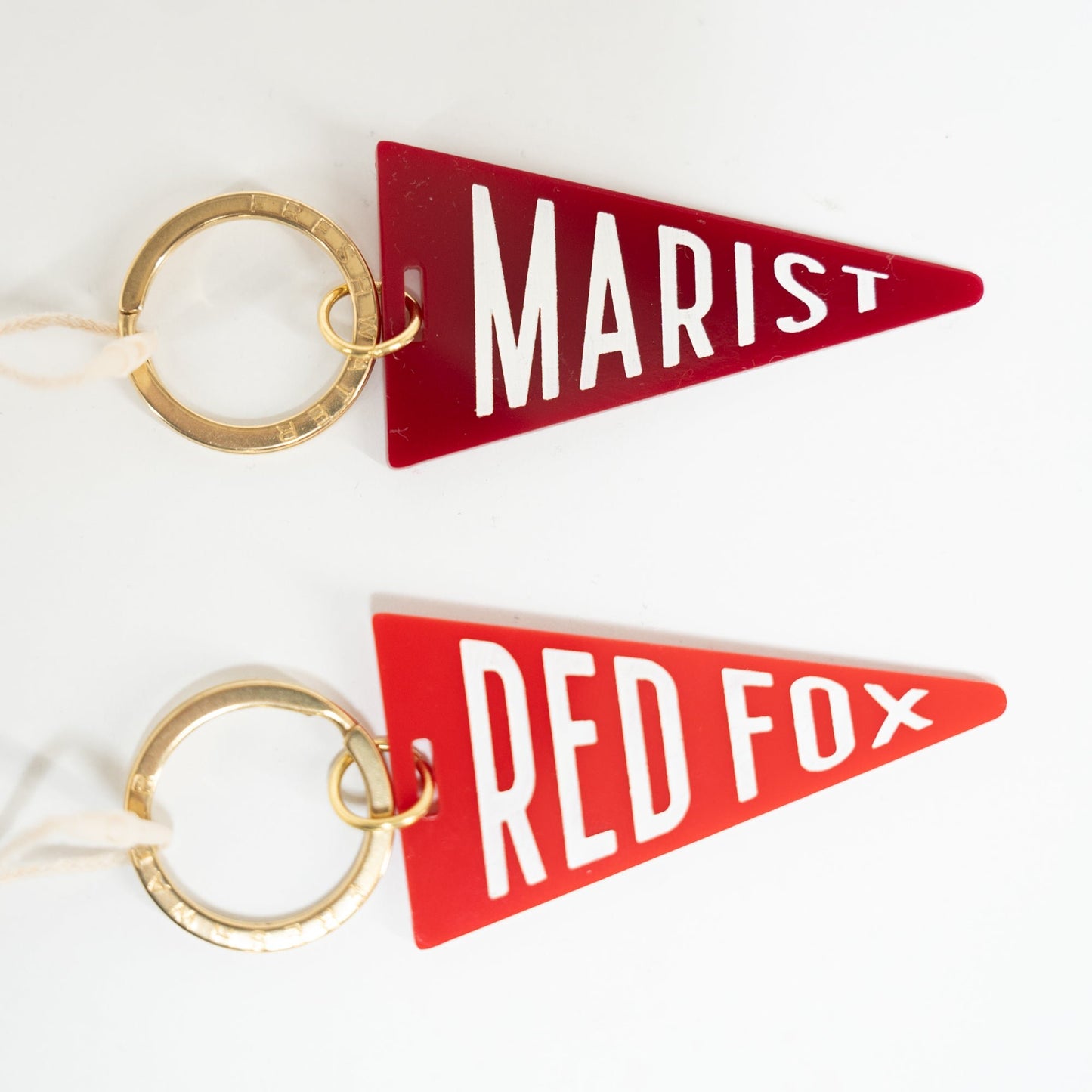 Marist pennant keychain and red fox pennant keychain 