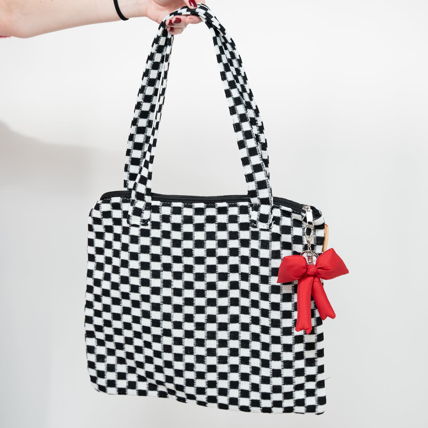 Checkered Zipped Tote