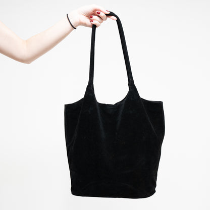 Black suede tote bag