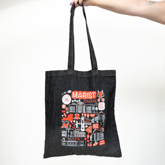 Denim Marist College tote bag