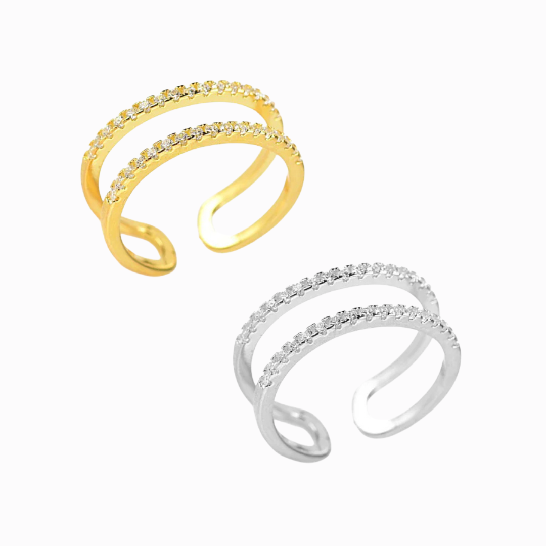 Diamond Double Band Rings