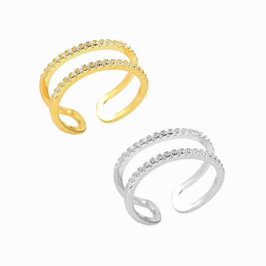 Diamond Double Band Rings