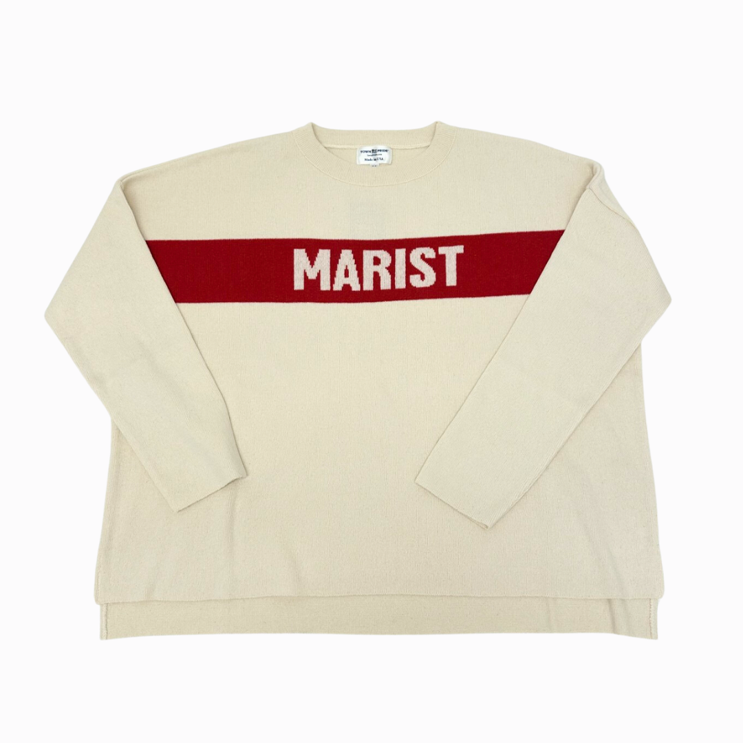 Everyday Relaxed Marist Sweater With Stripe. Marist sweater