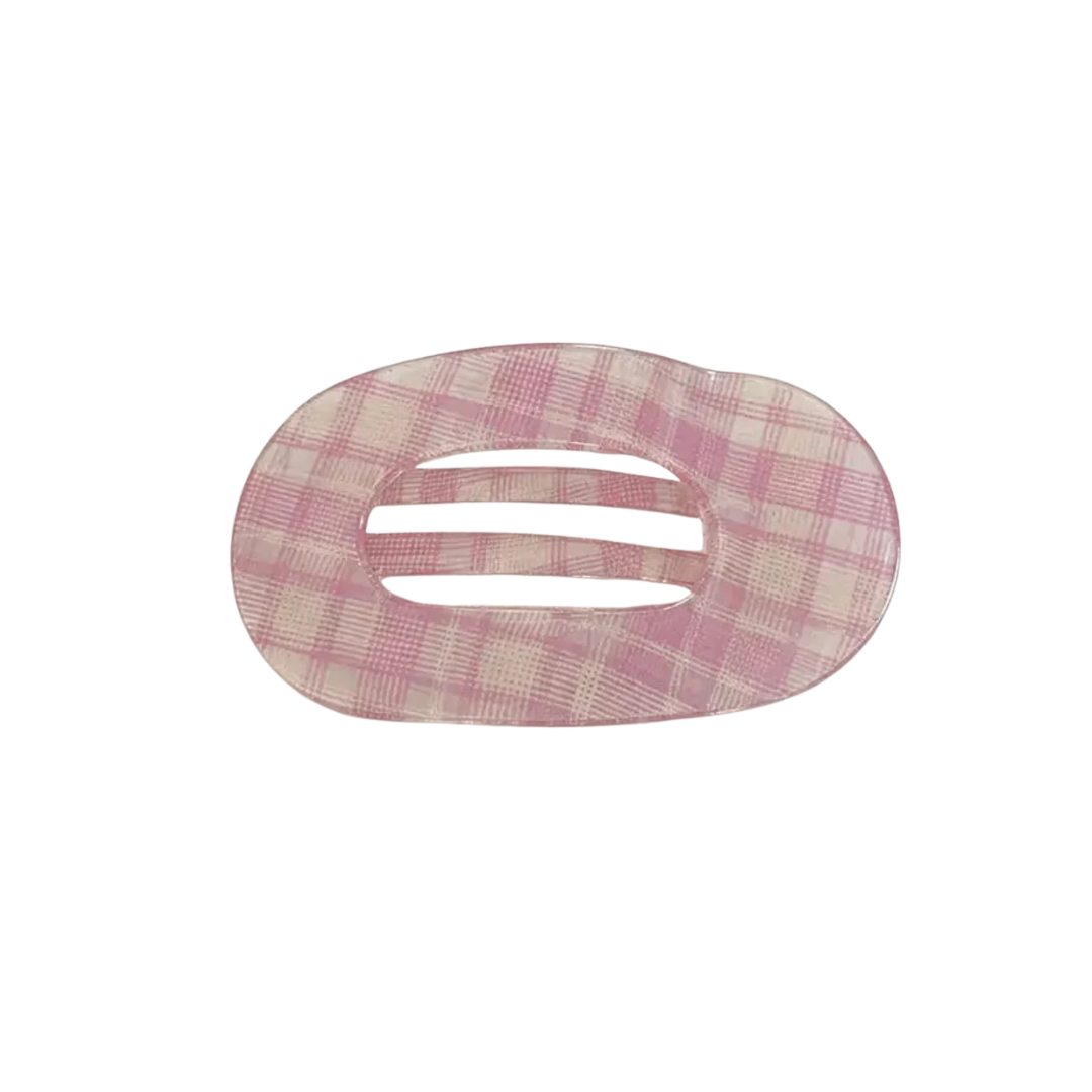 Gingham Oval Hair Claw Clip