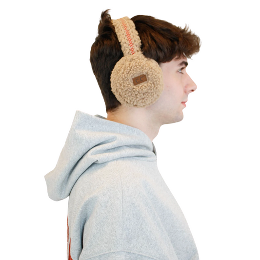 C.C Sherpa with Embroidery Pattern Trim Earmuff